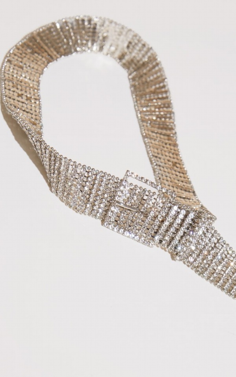 Curea Pretty Little Thing Diamante Chain Link Argintii | RIXO78930