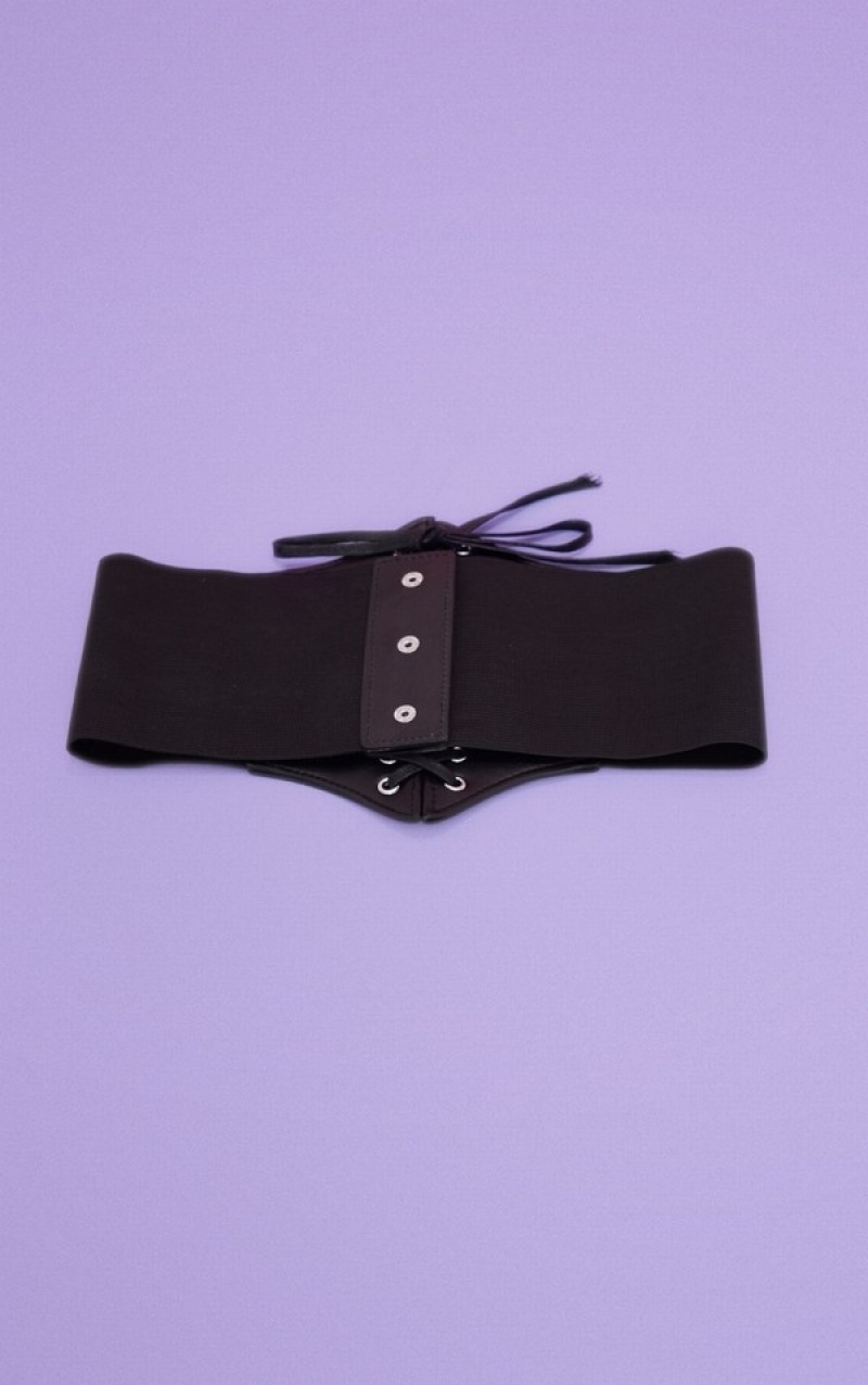 Curea Pretty Little Thing PU Dantela Up Corset Negrii | LZMV04958