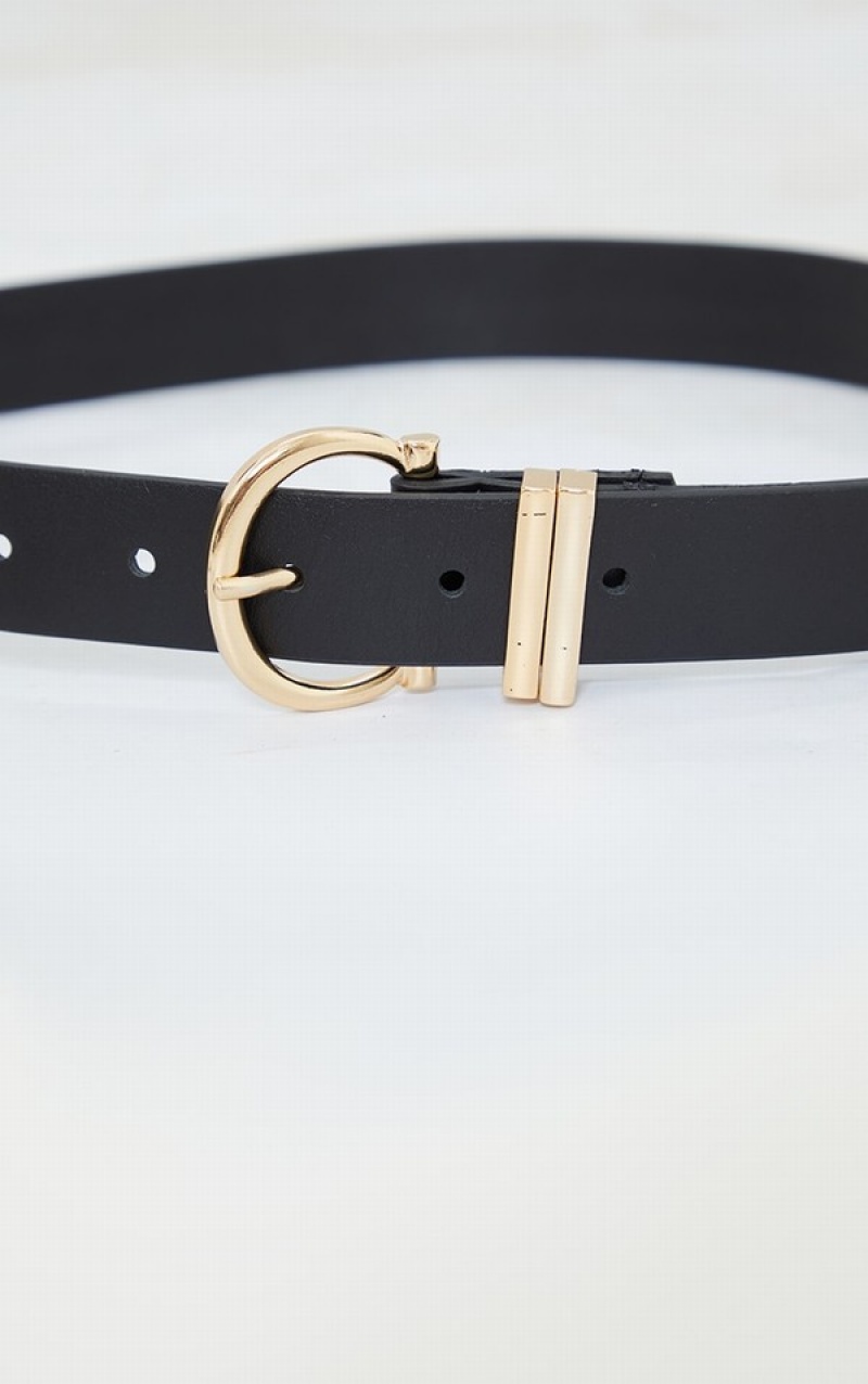 Curea Pretty Little Thing PU Horseshoe Cu Catarama Negrii | ZGQX60513