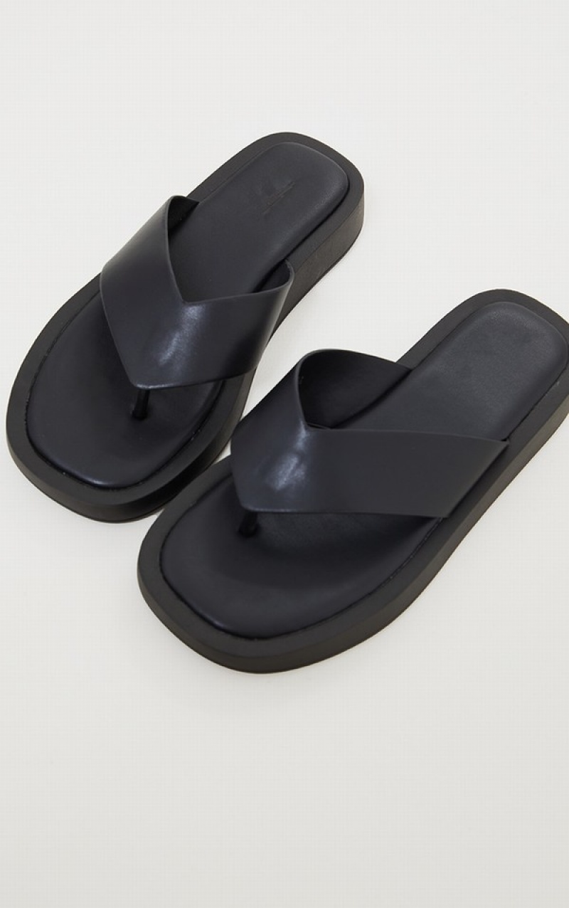 Flip Flops Pretty Little Thing Grosolan Bombeu Post Negrii | ZJRF82749