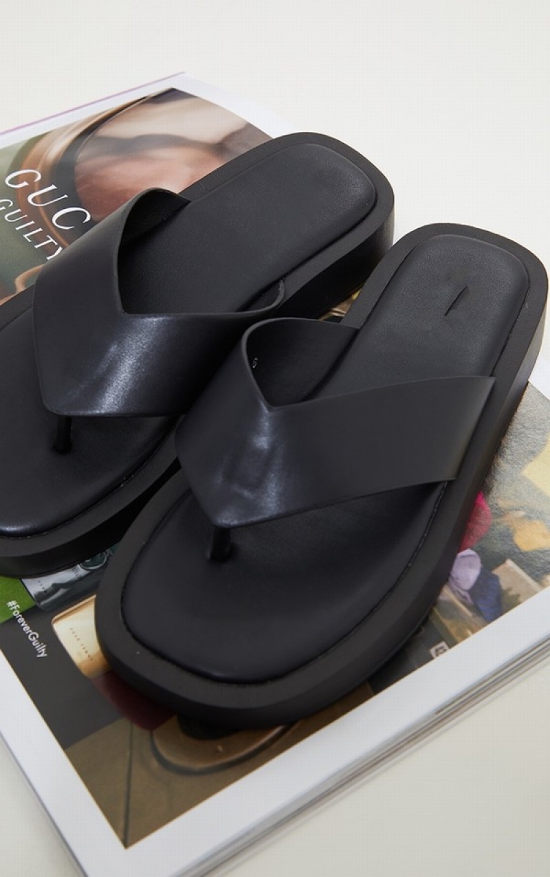Flip Flops Pretty Little Thing Grosolan Bombeu Post Negrii | ZJRF82749