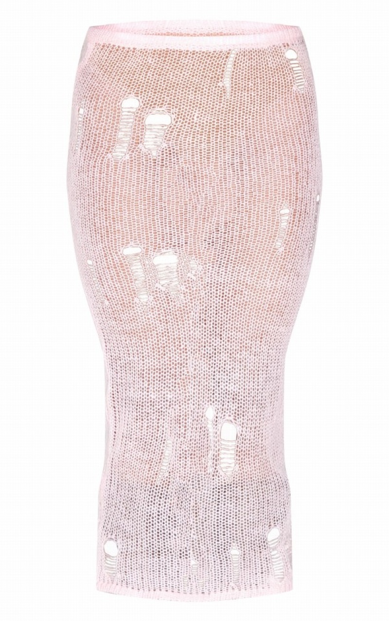 Fuste Pretty Little Thing Baby Distressed Open Knit Roz | ZBHC37451