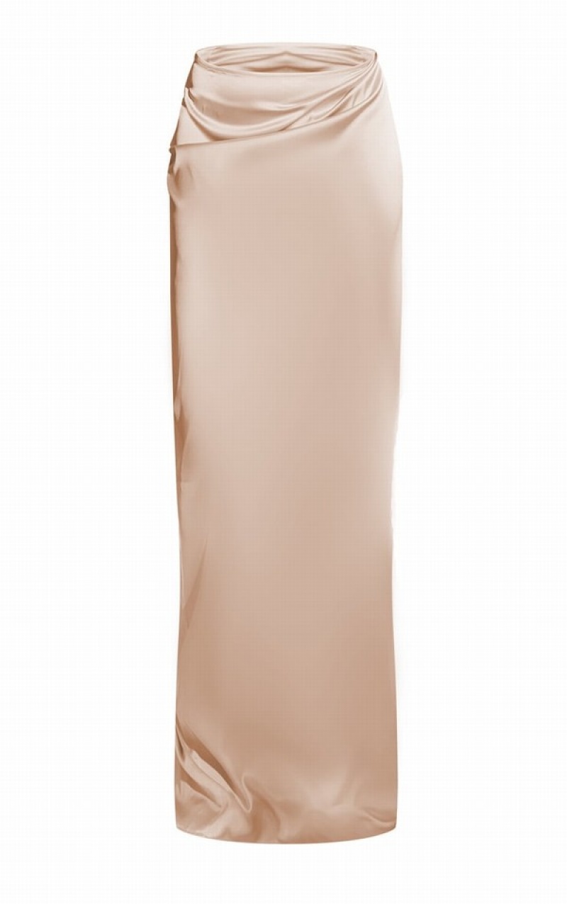 Fuste Pretty Little Thing Butter Satin Mid-High Rise Maxi Albi | DNPG45376