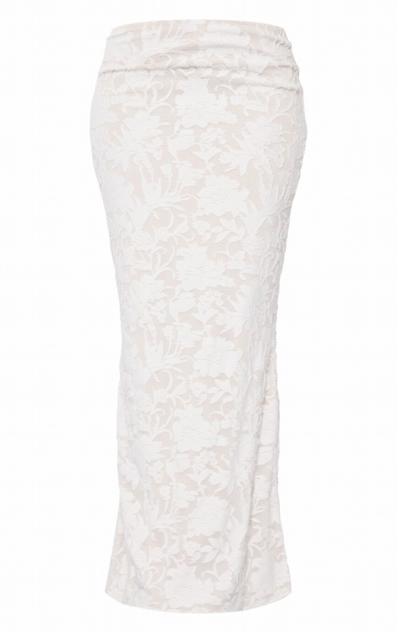 Fuste Pretty Little Thing Cizme Inalte Floral Detail Maxi Albi | NQDL41987