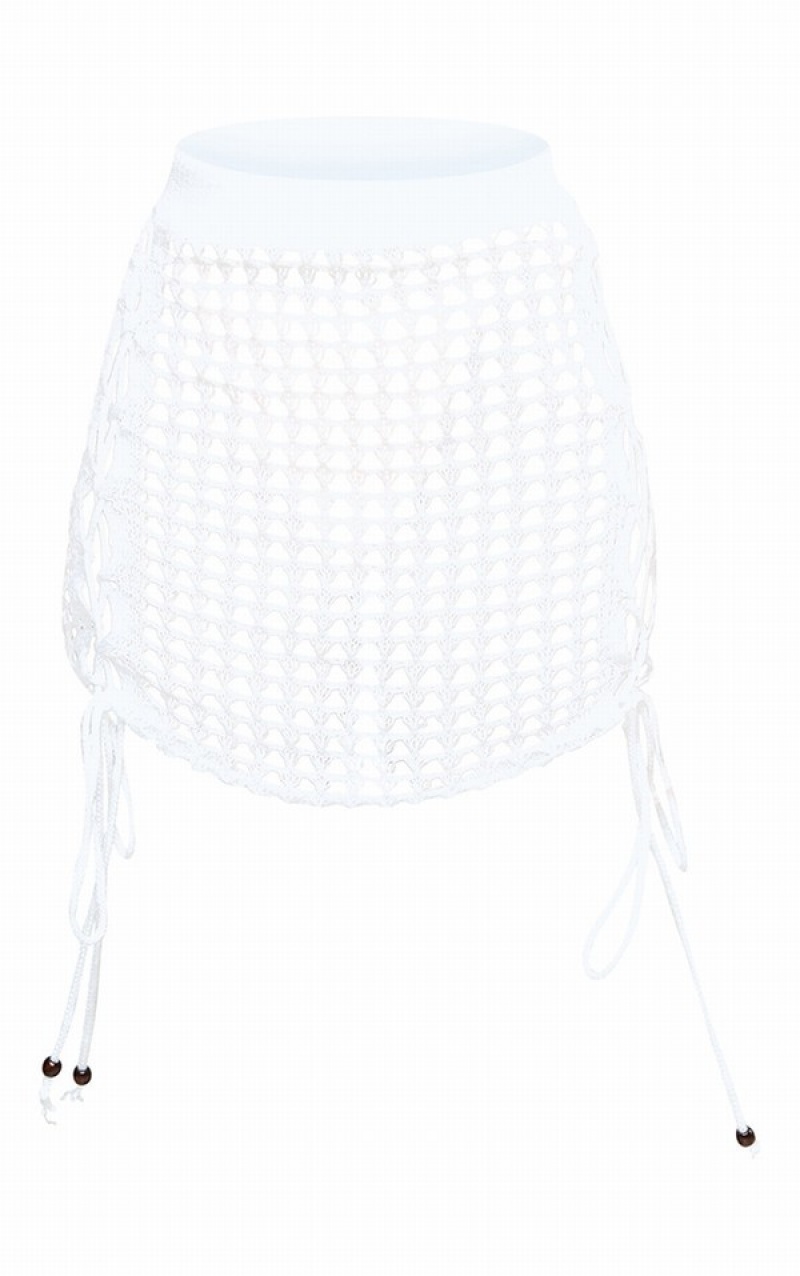 Fuste Pretty Little Thing Crochet Dantela Up Side Bead Detail Beach Albi | HKVF61940