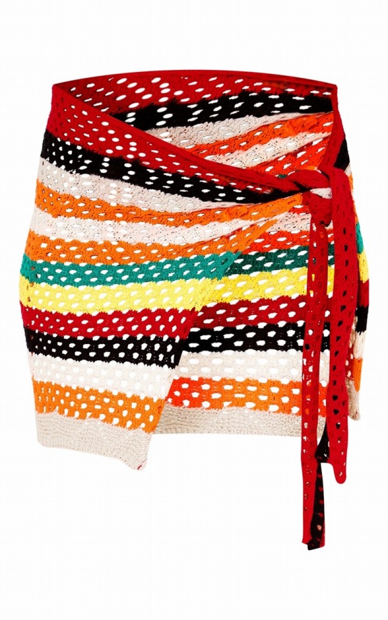 Fuste Pretty Little Thing Multi Crochet Stripped Sarong Colorati | SPCO92146