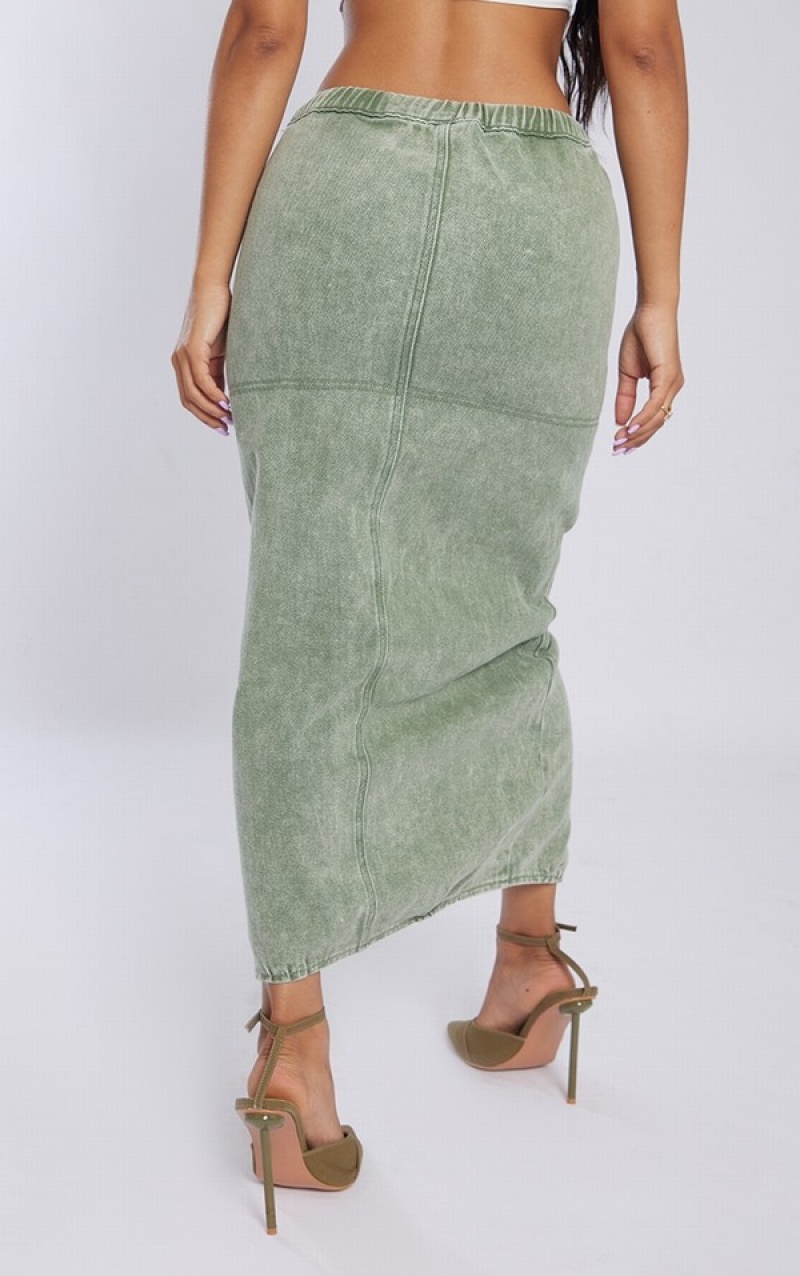 Fuste Pretty Little Thing Petite Washed Cargo Verzi | JWHL65310