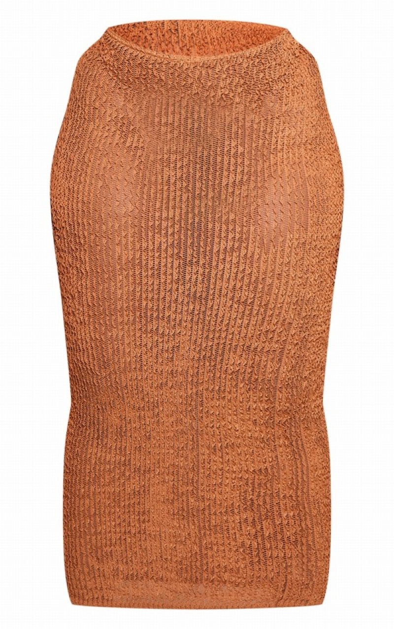 Fuste Pretty Little Thing Plus Distressed Knit Maro | FXOW12593