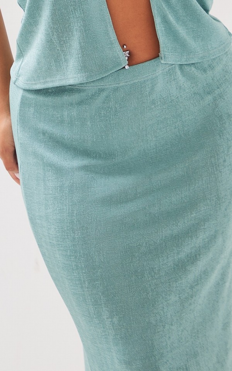 Fuste Pretty Little Thing Plus Pale Acetate Maxi Verzi | MSBA05329