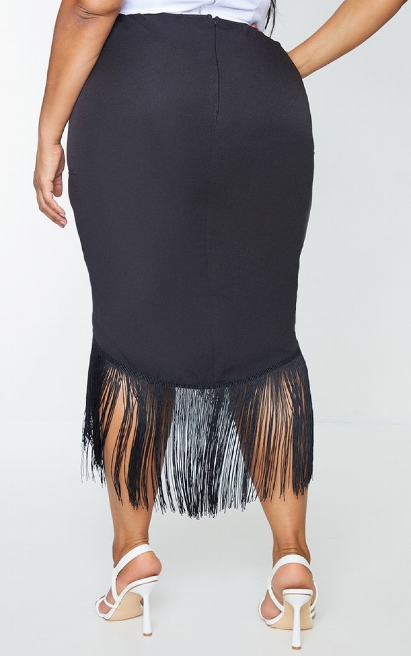 Fuste Pretty Little Thing Plus Tassel Hem Negrii | OCNT48790