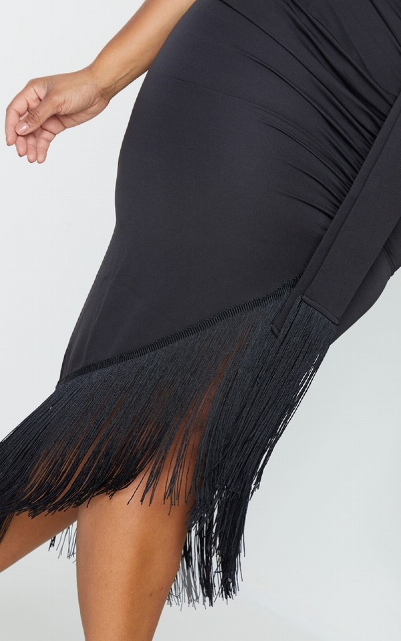 Fuste Pretty Little Thing Plus Tassel Hem Negrii | OCNT48790