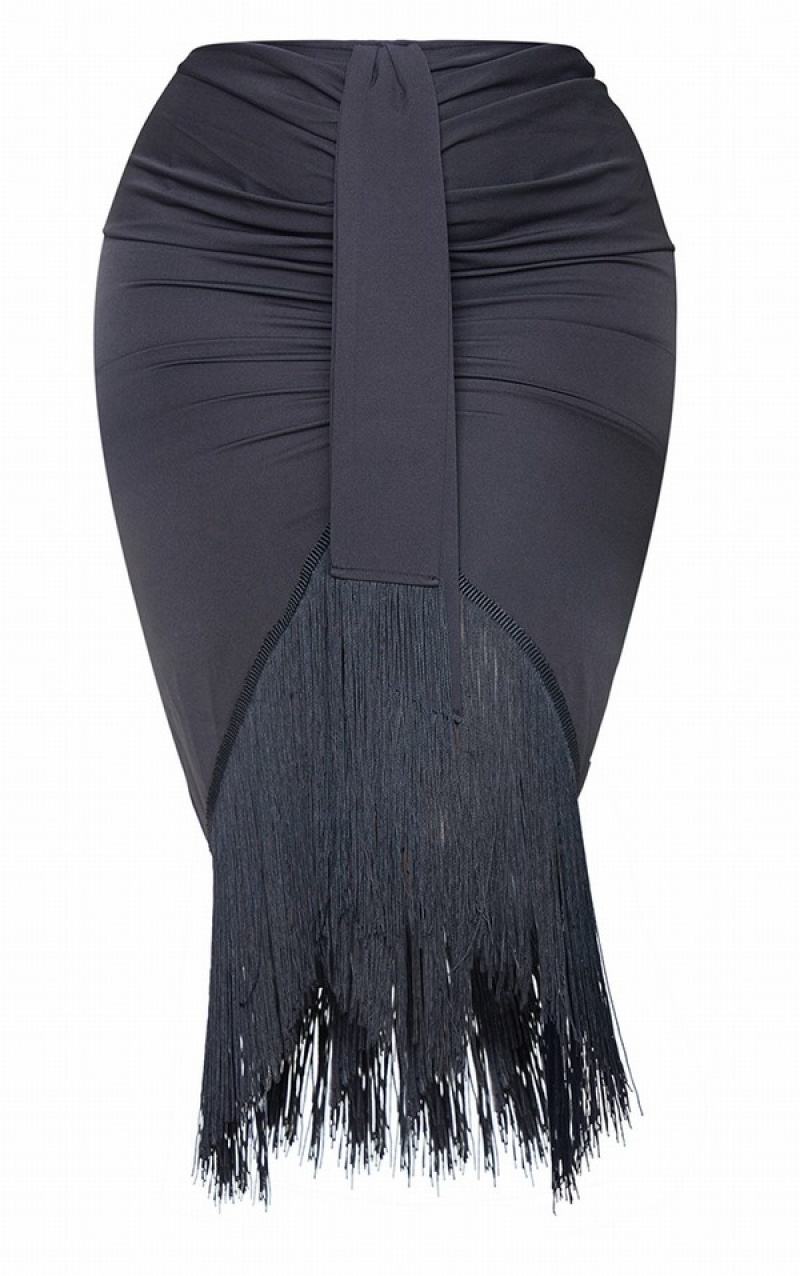 Fuste Pretty Little Thing Plus Tassel Hem Negrii | OCNT48790