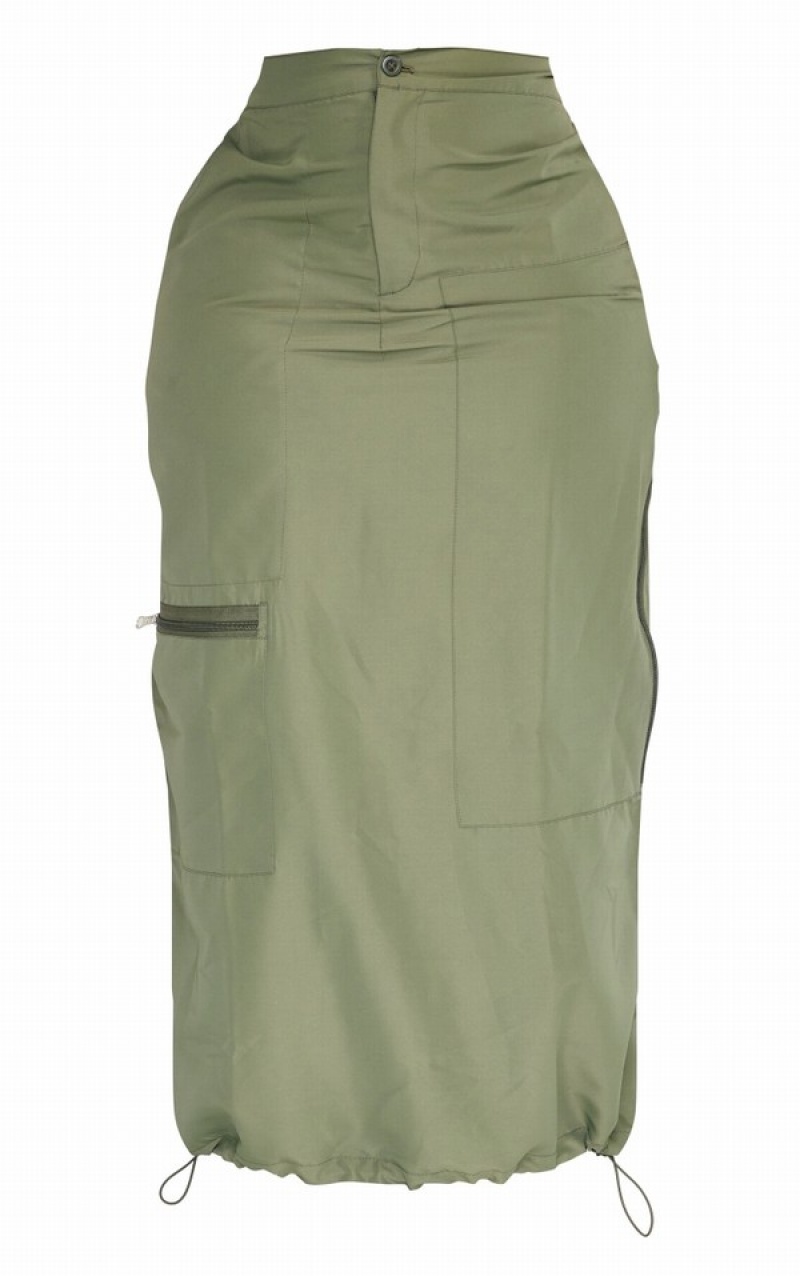 Fuste Pretty Little Thing Plus Zip Up Detail Kaki | MOXZ15726