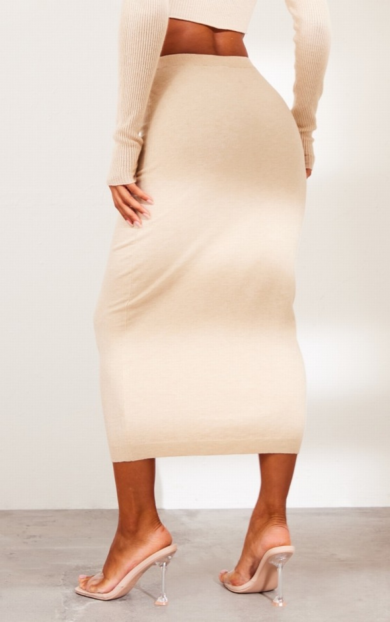 Fuste Pretty Little Thing Sand Tricotate Tube Maro | FSQL46215