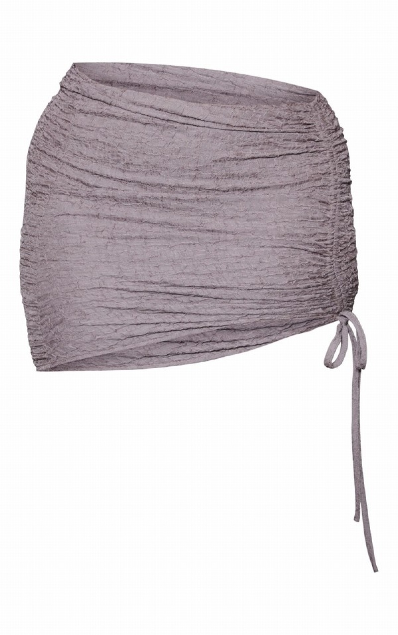 Fuste Pretty Little Thing Shape Mauve TextuRuched Side Bodycon Violet | DZUY29408