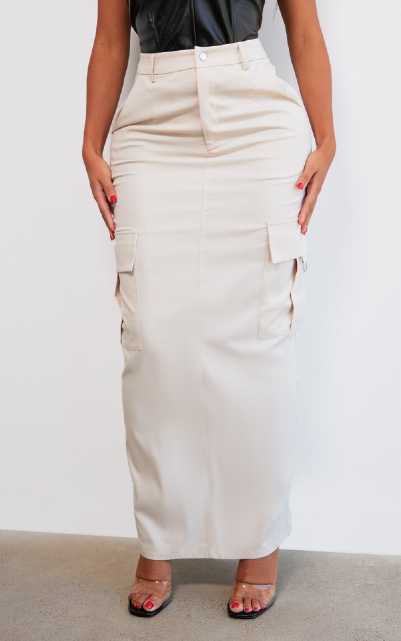 Fuste Pretty Little Thing Shape Stone Cu Catarama Detail Cargo Maxi Gri | YPOC32641