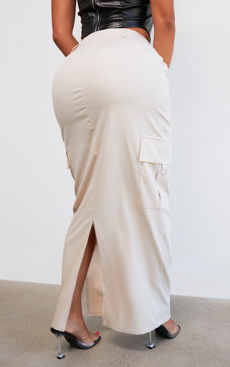 Fuste Pretty Little Thing Shape Stone Cu Catarama Detail Cargo Maxi Gri | YPOC32641