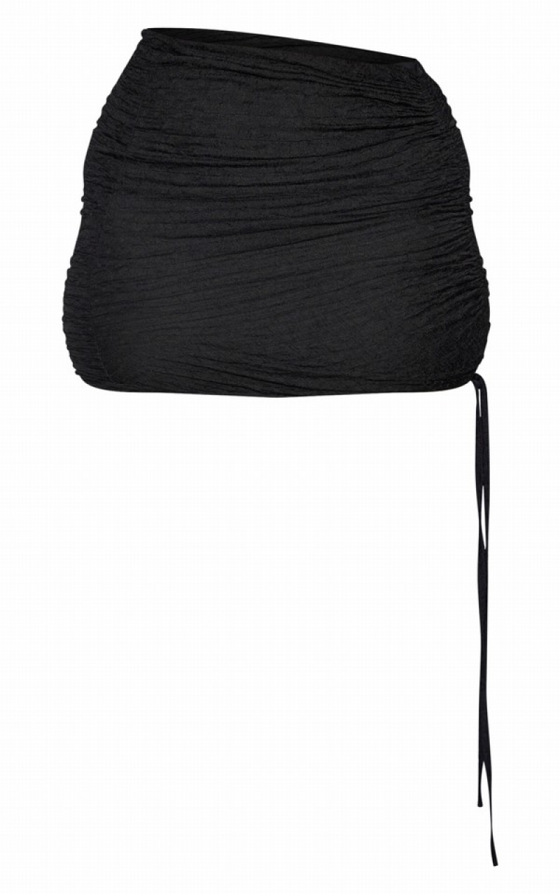 Fuste Pretty Little Thing Shape TextuRuched Side Bodycon Negrii | KTRB09873