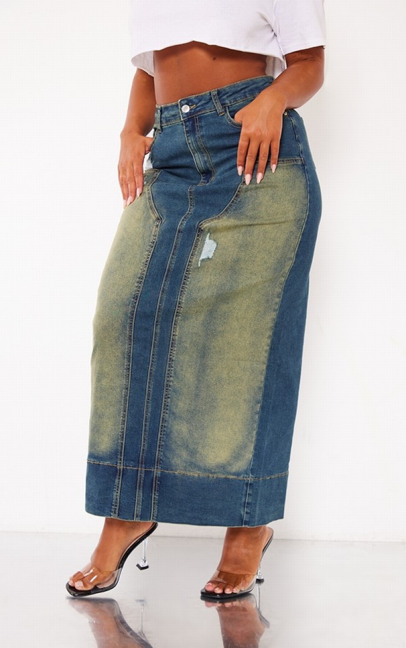 Fuste Pretty Little Thing Shape Washed Maxi Albastri | BSJE46021