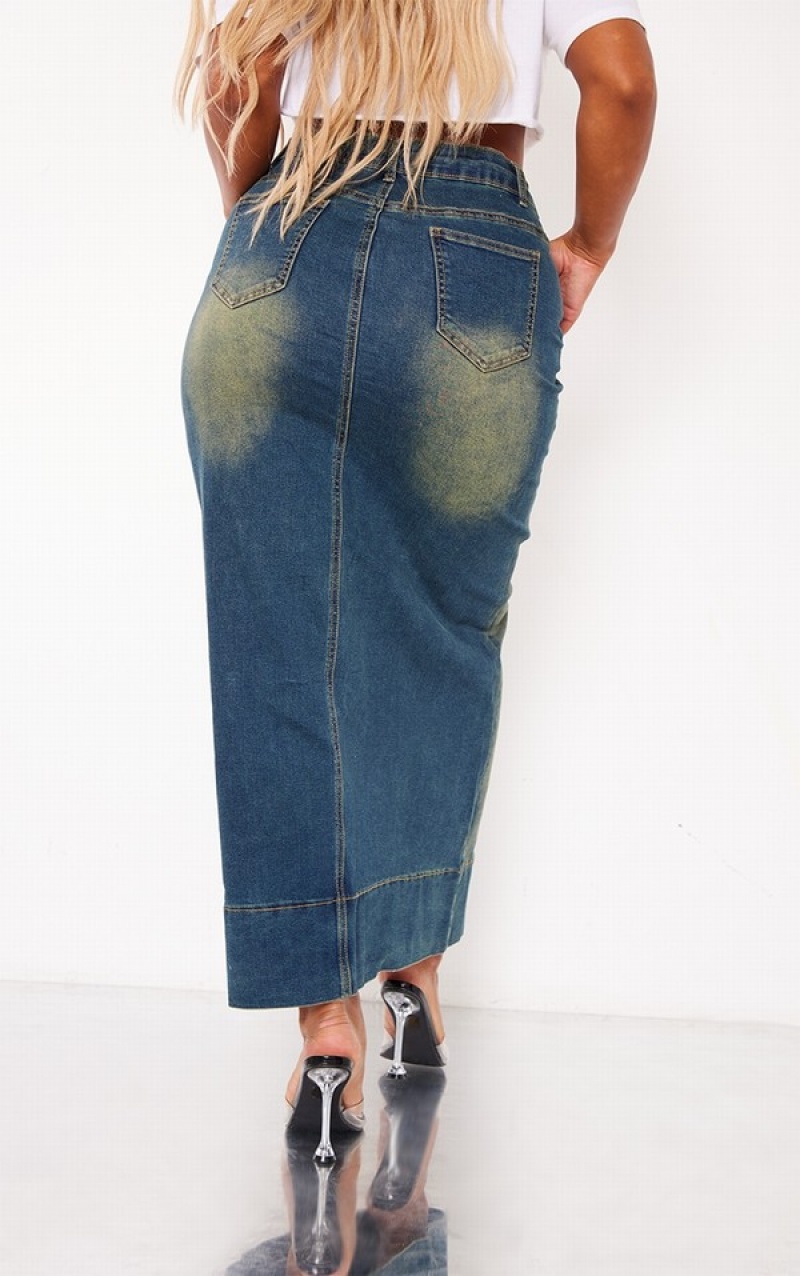 Fuste Pretty Little Thing Shape Washed Maxi Albastri | BSJE46021