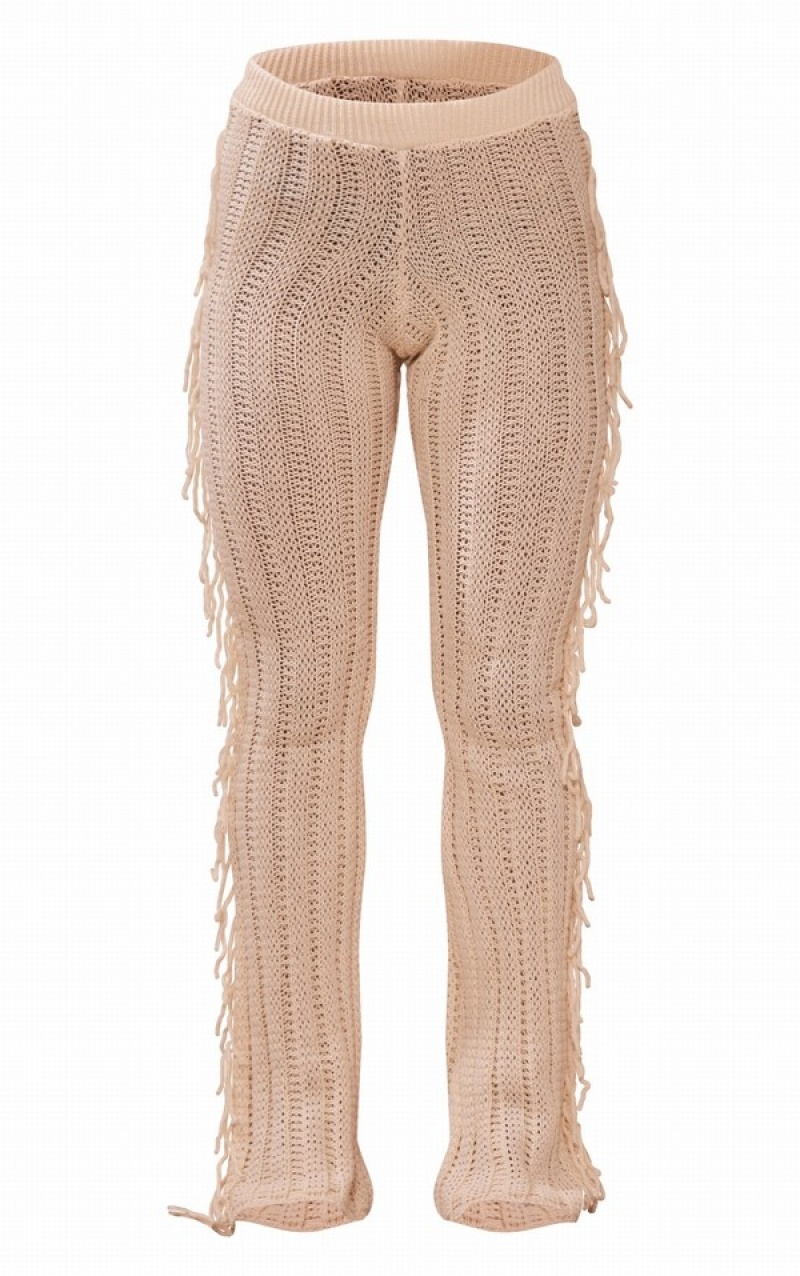 Fuste Pretty Little Thing Tassel Crochet Largi Leg Albi | UTZE10935