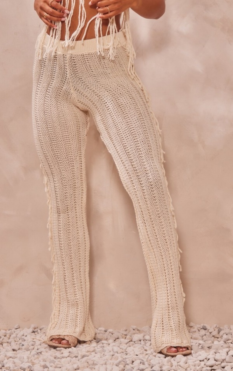 Fuste Pretty Little Thing Tassel Crochet Largi Leg Albi | UTZE10935