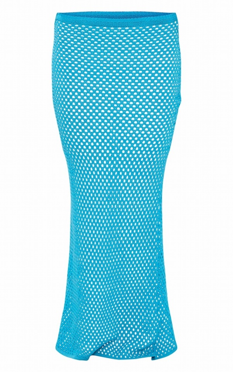 Fuste Pretty Little Thing Teal Crochet Maxi Turcoaz | HUWK34217