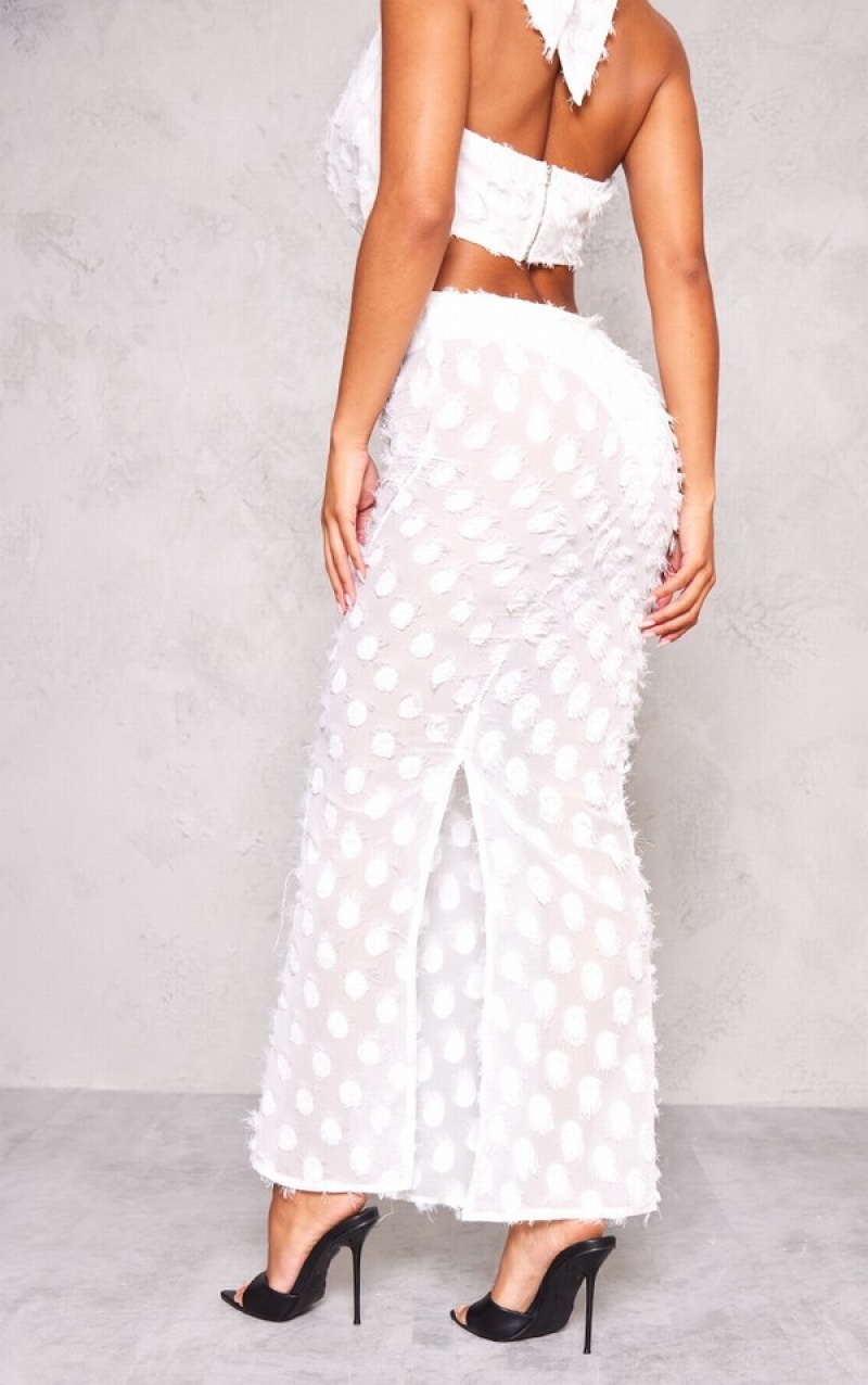 Fuste Pretty Little Thing TextuChiffon Low Rise Maxi Albi | BLCE73286