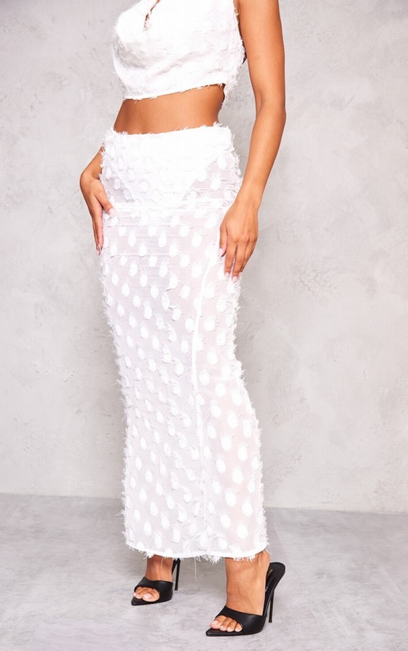 Fuste Pretty Little Thing TextuChiffon Low Rise Maxi Albi | BLCE73286