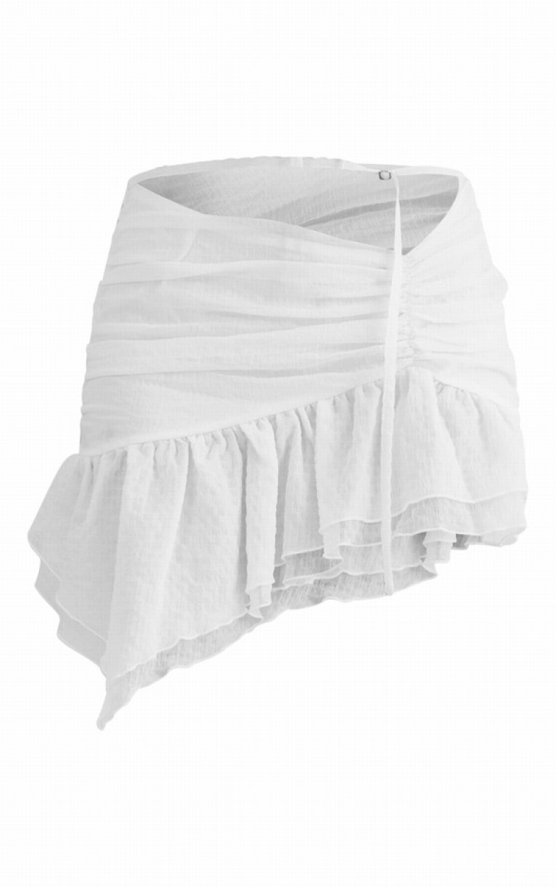 Fuste Pretty Little Thing TextuChiffon Ruffle Hem Albi | WGKU07165