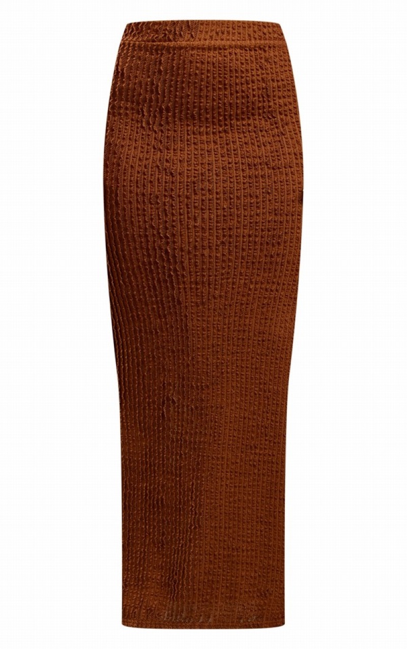 Fuste Pretty Little Thing TextuDistressed Rib High Talie Midaxi Maro | XBHN16875