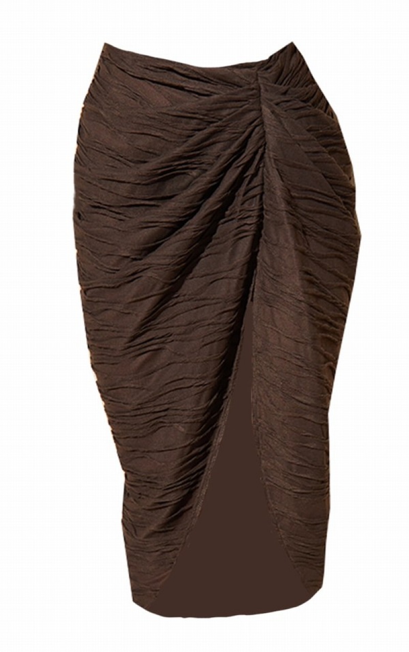 Fuste Pretty Little Thing TextuKnot Detail Split Side Maro | NPDJ10429
