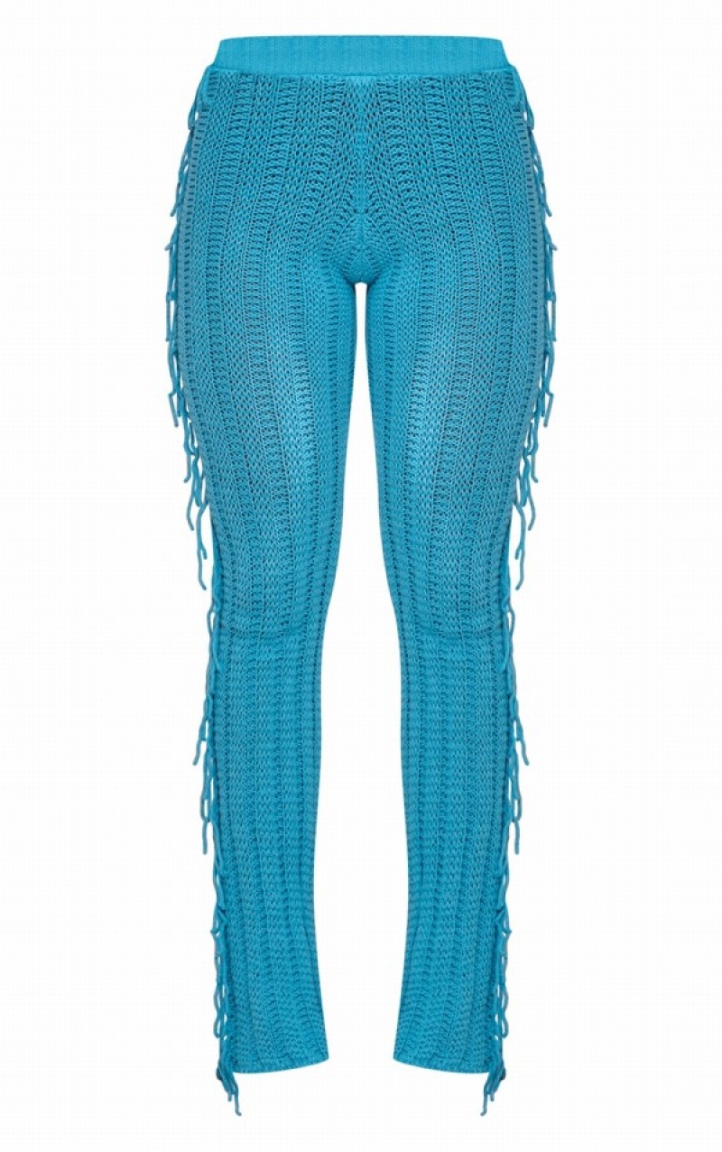 Fuste Pretty Little Thing Turquoise Tassel Crochet Largi Leg Turcoaz | SFAD51802