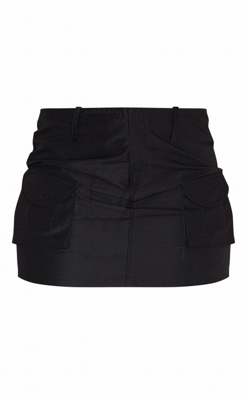 Fuste Pretty Little Thing Twill Micro Cargo Negrii | CQJD59780