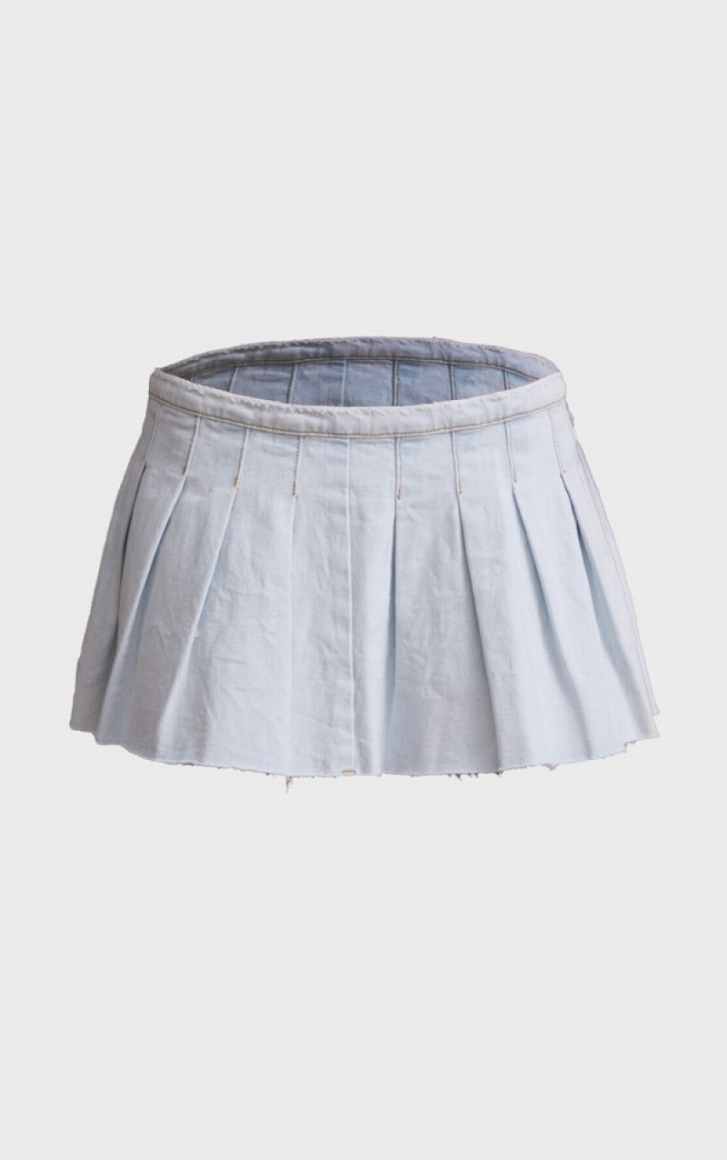Fuste Pretty Little Thing Wash Low Rise Tenis Albastri Deschis Albastru Deschis | BWOV83594