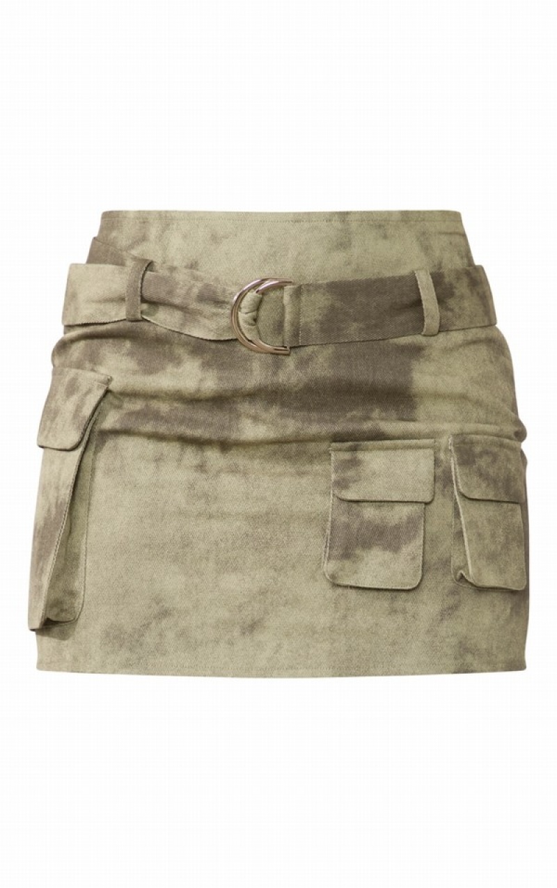 Fuste Pretty Little Thing Washed Twill Cargo Micro Kaki | MALE78531