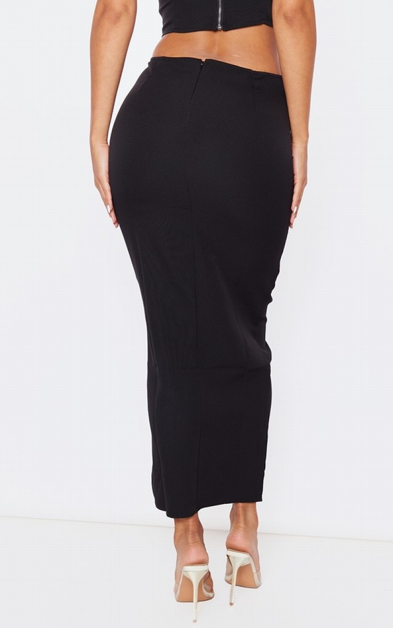Fuste Pretty Little Thing Woven Low Rise Midaxi Negrii | MSCU21036