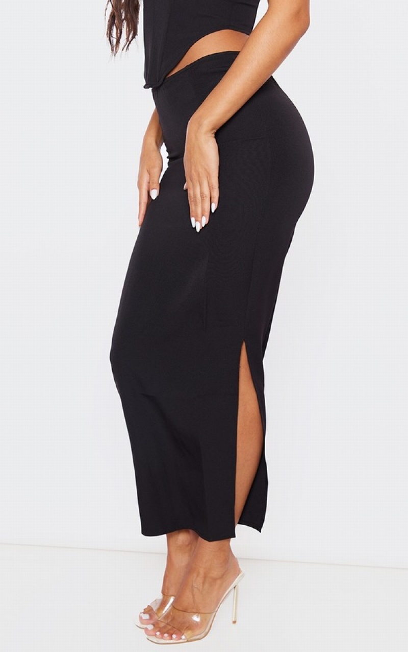 Fuste Pretty Little Thing Woven Low Rise Midaxi Negrii | MSCU21036