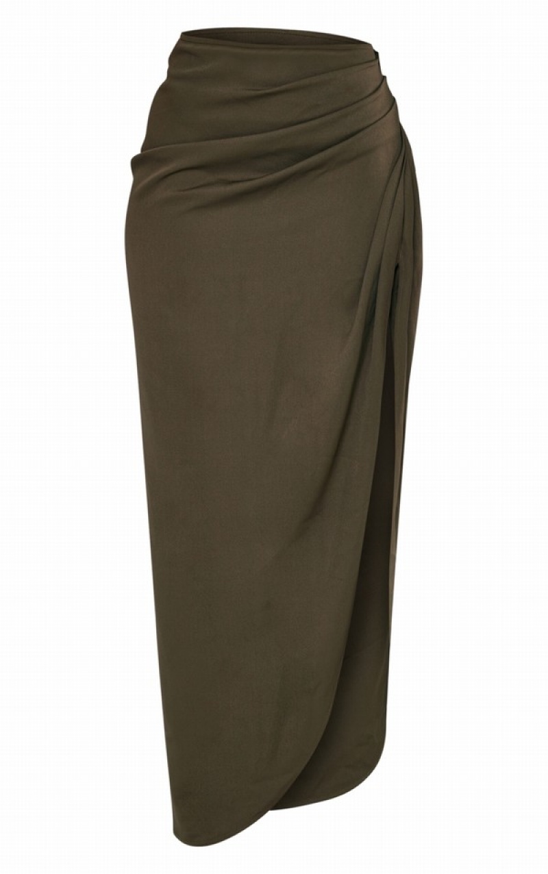 Fuste Pretty Little Thing Woven Ruched Kaki | FNLR10652
