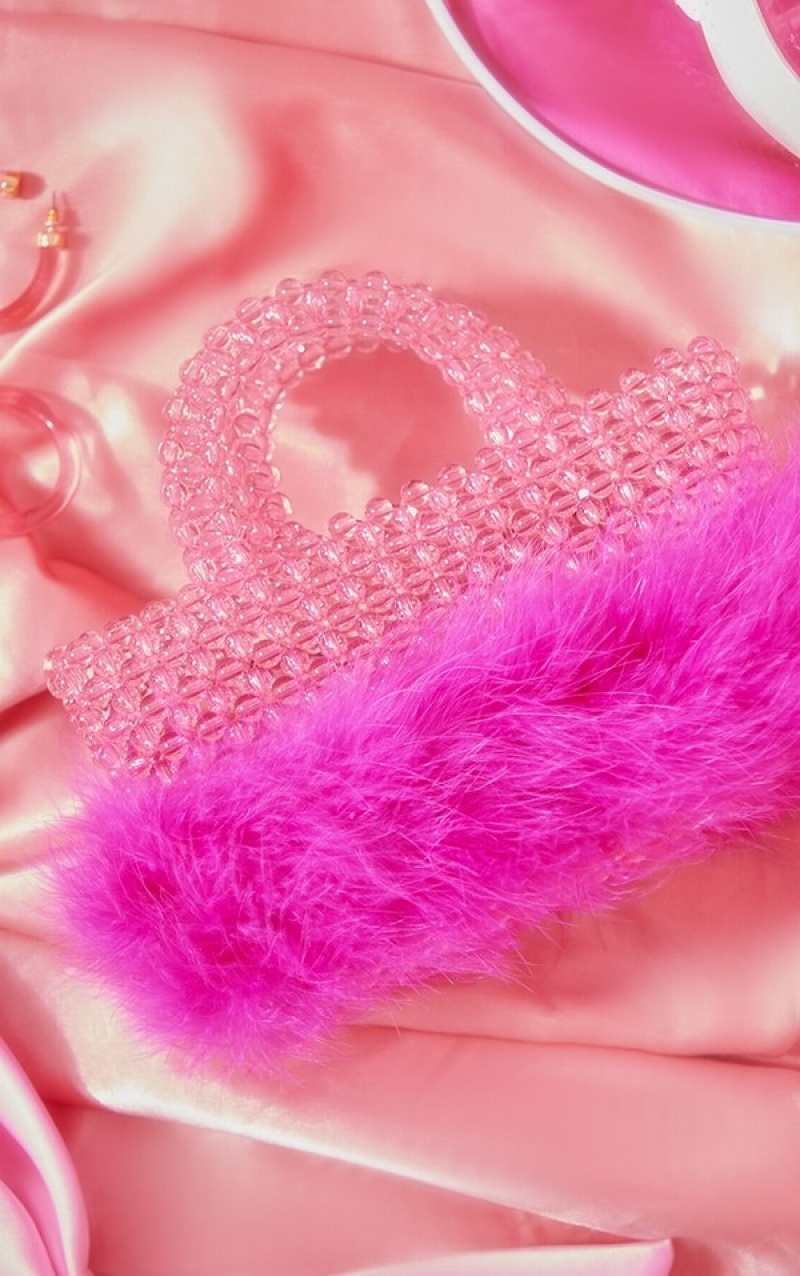 Geanta De Mana Pretty Little Thing Beaded Feather Trim Roz | XBGI26480