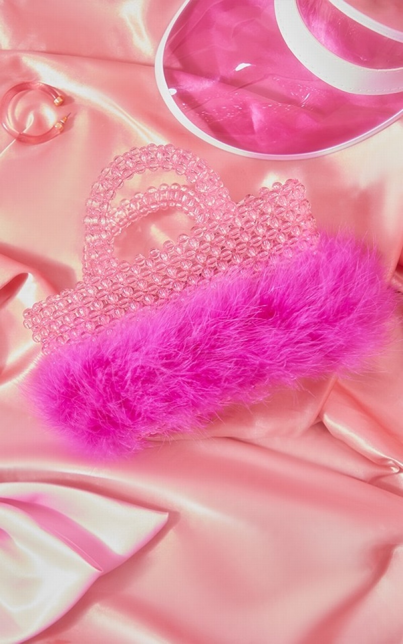 Geanta De Mana Pretty Little Thing Beaded Feather Trim Roz | XBGI26480