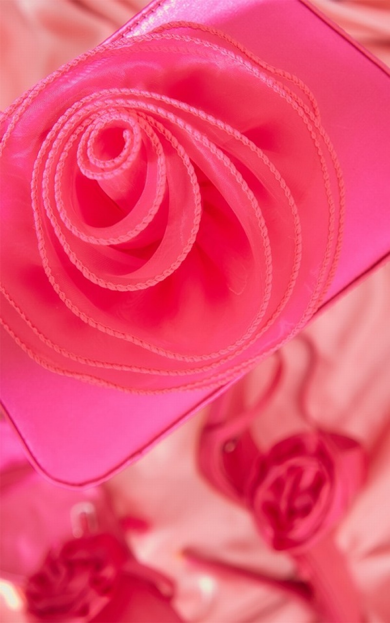 Geanta De Mana Pretty Little Thing Hot Satin Organza Corsage Roz | RANQ89154