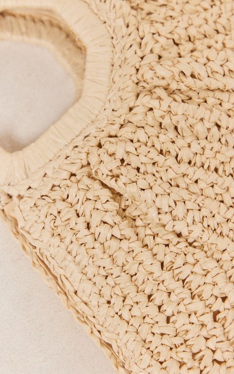 Geanta De Mana Pretty Little Thing Natural Raffia Curved Bej | WPOB86327