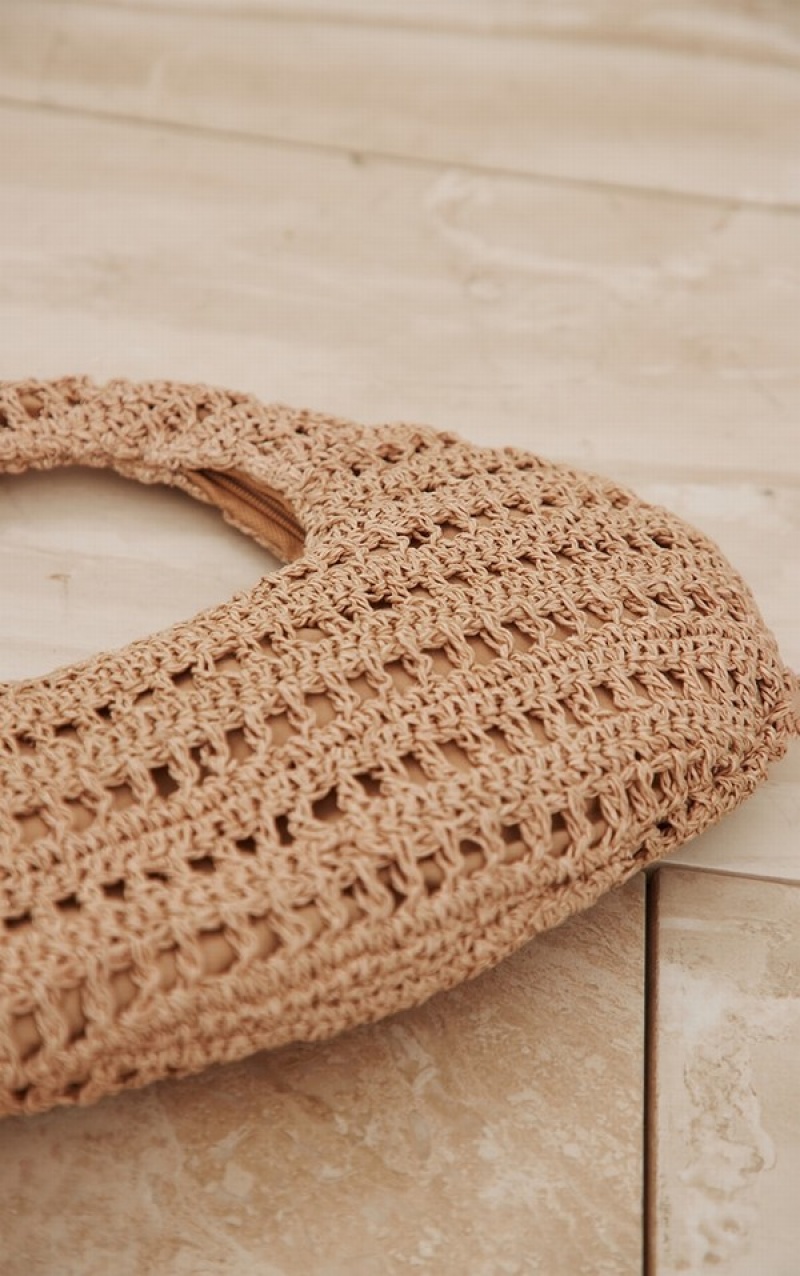 Geanta De Mana Pretty Little Thing Natural Rounded Raffia Bej | ICOV15068