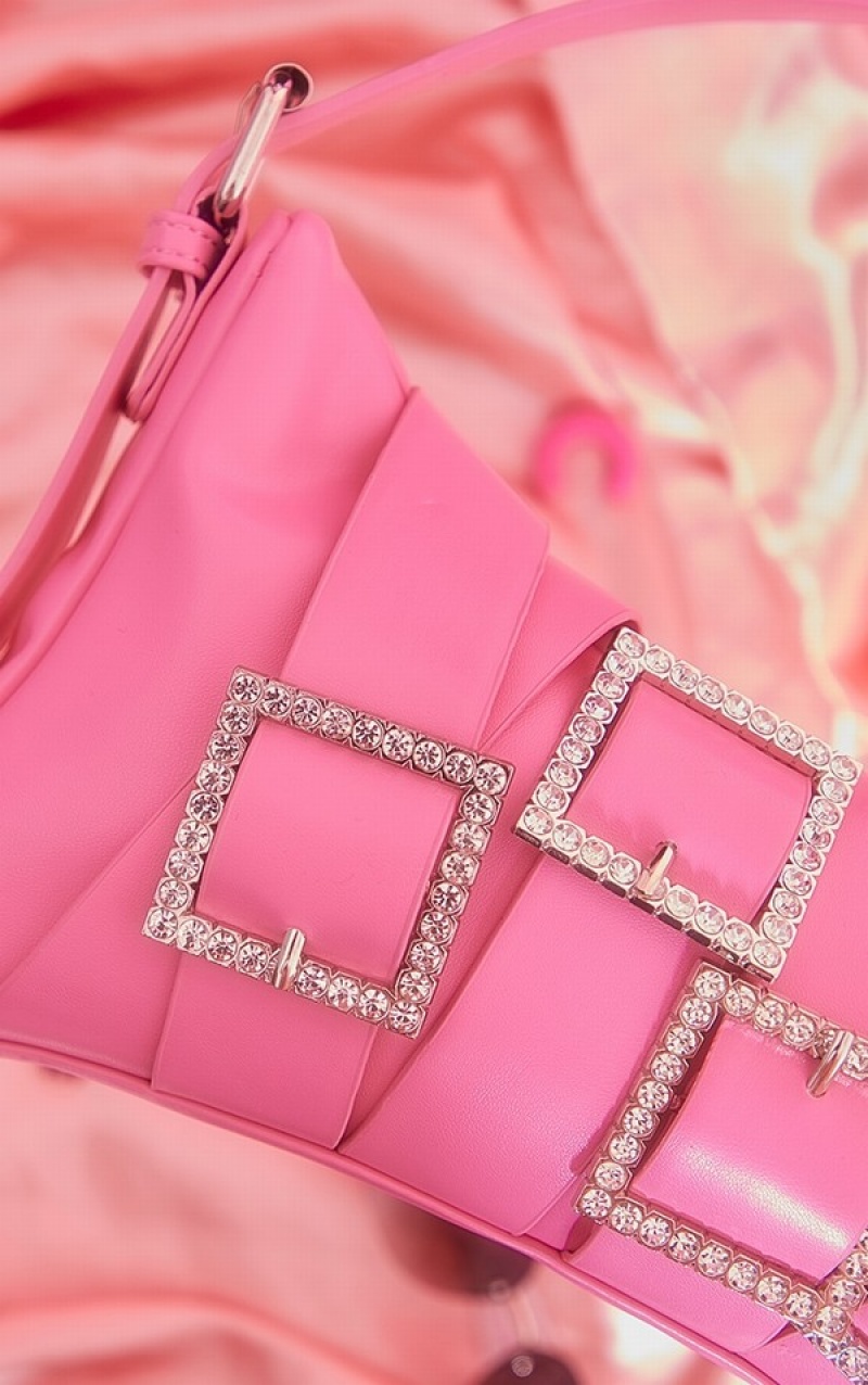 Geanta De Umar Pretty Little Thing Assorted Diamante Cu Catarama Roz | HNBS52147