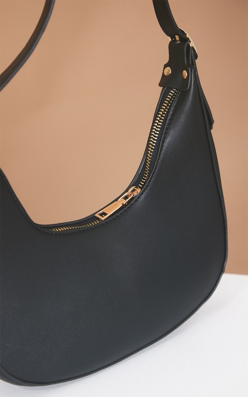 Geanta De Umar Pretty Little Thing Curved PU Negrii | VAGI29370