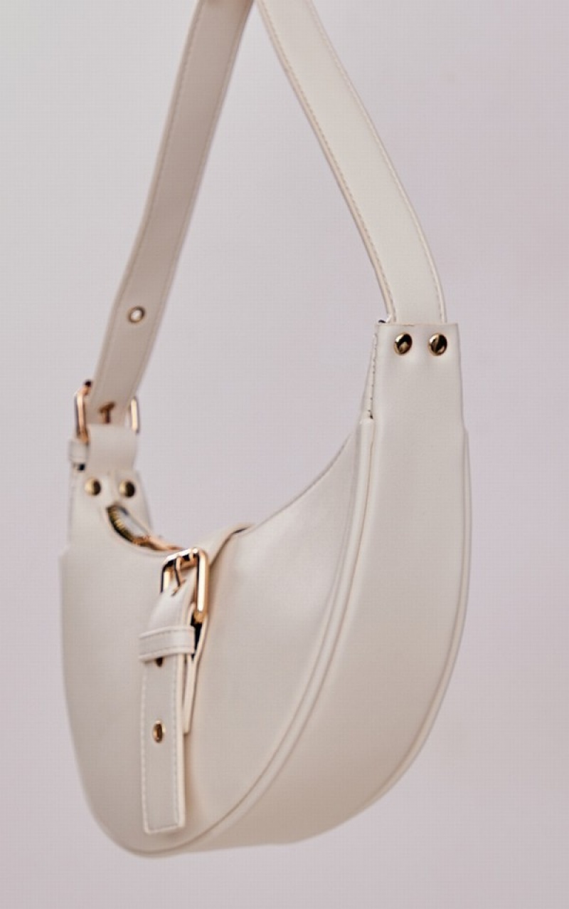 Geanta De Umar Pretty Little Thing Half Moon Cu Catarama Bej | EORK16395
