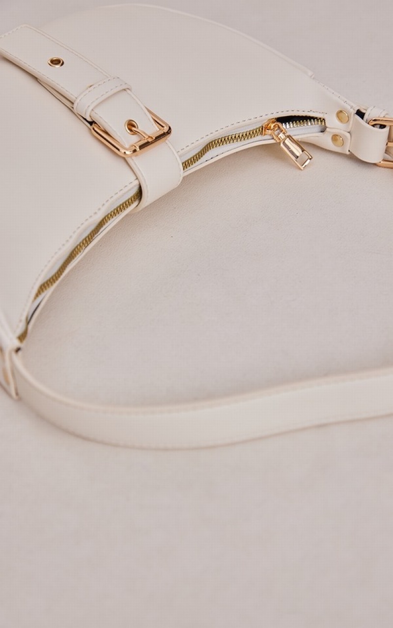Geanta De Umar Pretty Little Thing Half Moon Cu Catarama Bej | EORK16395