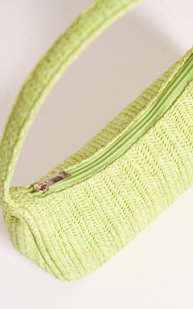 Geanta De Umar Pretty Little Thing Lime Simple Raffia Verzi Deschis | SGYE29784