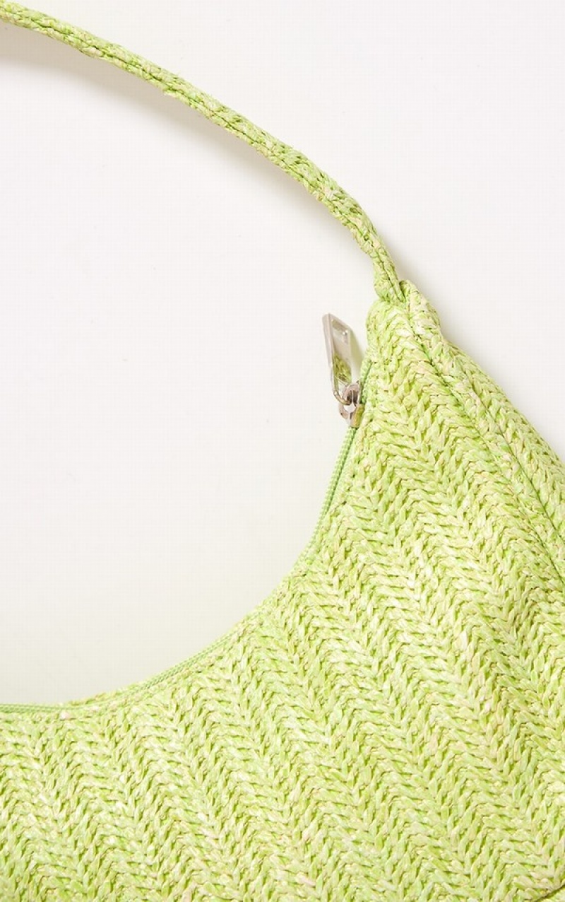 Geanta De Umar Pretty Little Thing Lime Simple Raffia Verzi Deschis | SGYE29784